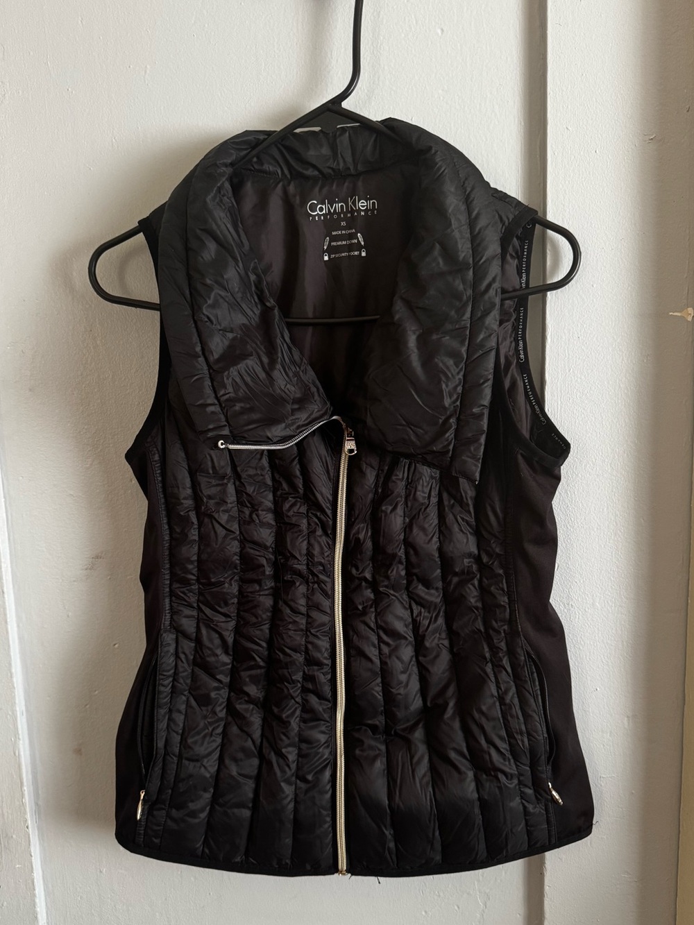 Calvin Klein Black Quilted Puffer Vest with Stand Collar